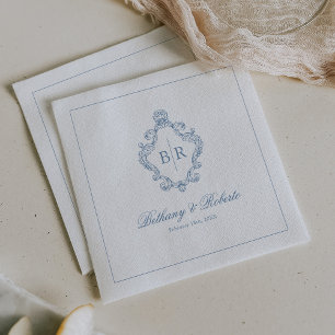 Vintage Monogram Blue Wedding Napkin