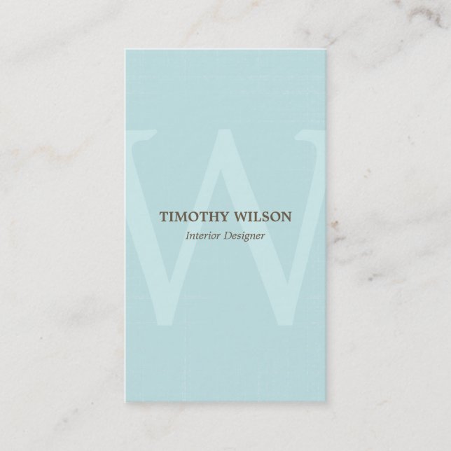 Vintage Monogram Business Cards - Light Blue (Front)