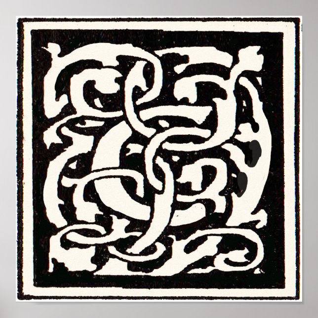 Vintage Monogram C Art Nouveau Letter Poster (Front)