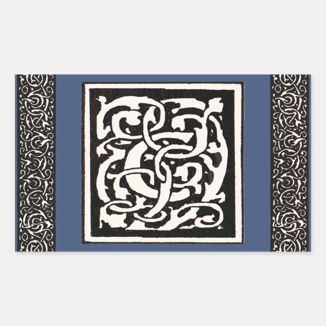 Vintage Monogram C Art Nouveau Letter Rectangular Sticker (Front)