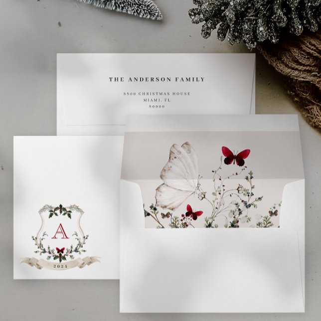 Vintage Monogram Christmas Envelope (Creator Uploaded)