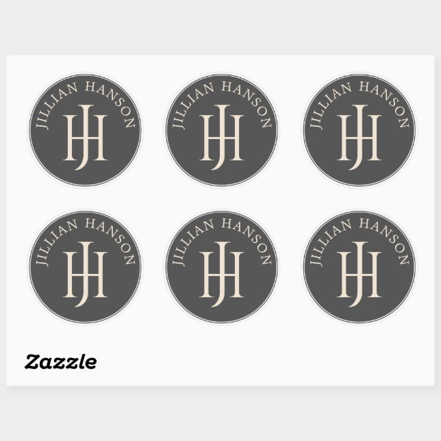Vintage Monogram Classic Round Sticker (Sheet)