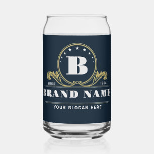 Vintage Monogram Company Elegant Emblem design Can Glass