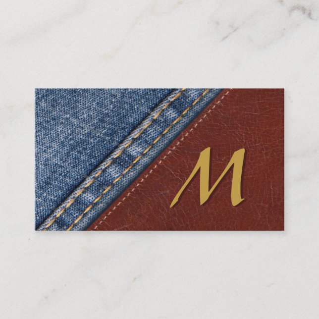 Vintage Monogram Denim and Leather Business Card (Front)