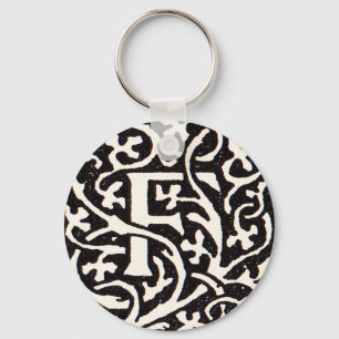 Vintage Monogram F Art Nouveau Letter Key Ring
