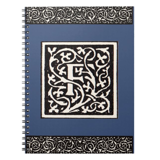 Vintage Monogram F Art Nouveau Letter Spiral Notebook (Front)