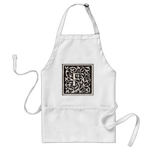 Vintage Monogram F Art Nouveau Letter Standard Apron