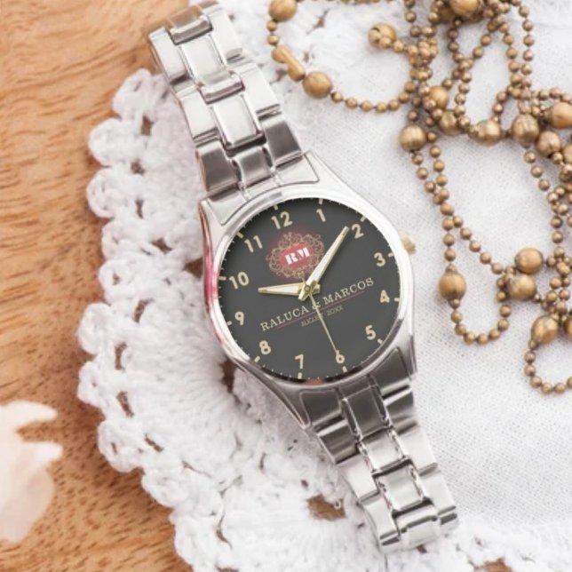 Vintage monogram floral initials couple names watch (Creator Uploaded)