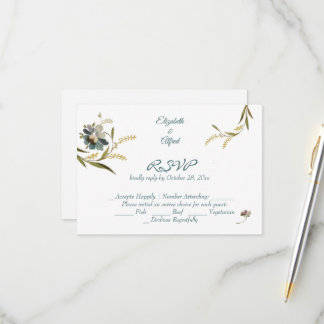 Vintage Monogram Floral Vine RSVP Card