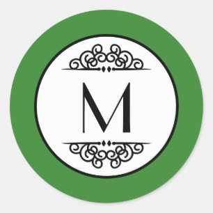 Vintage Monogram Green - Circle Sticker