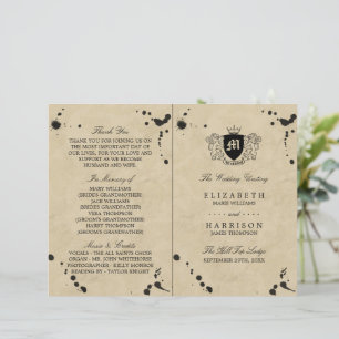 Vintage Monogram & Ink Stain Wedding Program
