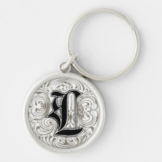 Vintage Monogram ‘L’ in Grey Key Ring
