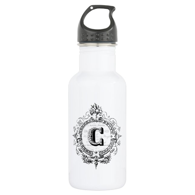 Vintage monogram letter C 532 Ml Water Bottle (Front)