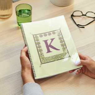 Vintage Monogram Letter Floral Frame Nouveau Notebook