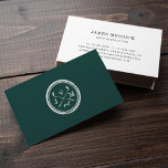 Vintage Monogram Logo | Golf Pro or Instructor Business Card<br><div class="desc">Cool vintage style design for golf pros or golf instructors features a logo of crossed golf clubs and a golf ball with a distressed finish,  in white on a rich hunter green background. Personalise with your initials and add your full contact details to the back.</div>
