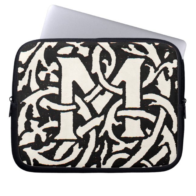 Vintage Monogram M Art Nouveau Letter Laptop Sleeve (Front)