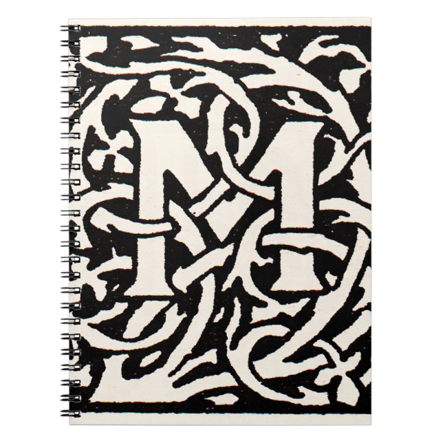 Vintage Monogram M Art Nouveau Letter Notebook (Front)