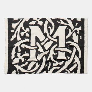 Vintage Monogram M Art Nouveau Letter Tea Towel