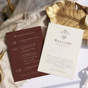 Vintage Monogram Ornate Boho Wedding Welcome Programme