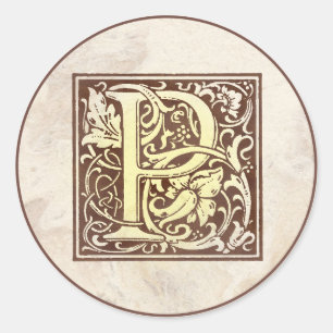 Vintage Monogram P Classic Round Sticker