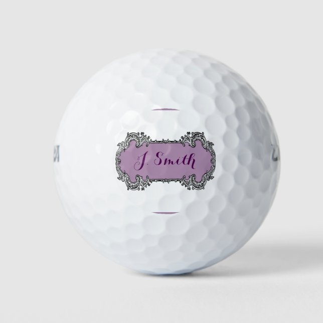 Vintage Monogram Personalised Golf Gift Balls (Front)