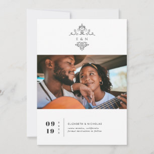 Vintage Monogram   Photo Save the Date