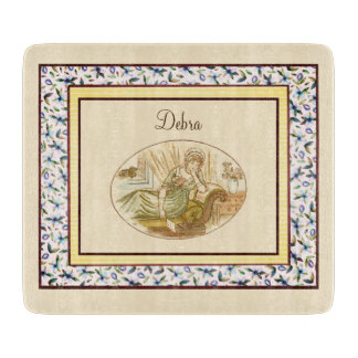 Vintage Monogram Pink and Yellow Girly Cutting Board