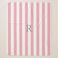 Vintage Monogram Pink & White Stripes Striped