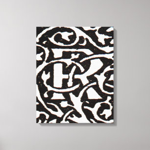 Vintage Monogram R Art Nouveau  Canvas Print
