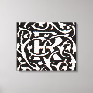 Vintage Monogram R Art Nouveau  Canvas Print
