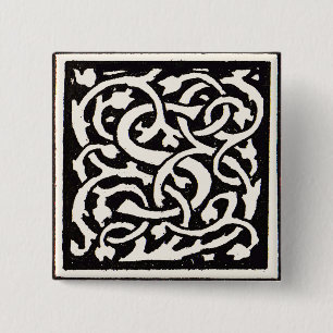 Vintage Monogram S Art Nouveau Letter 15 Cm Square Badge