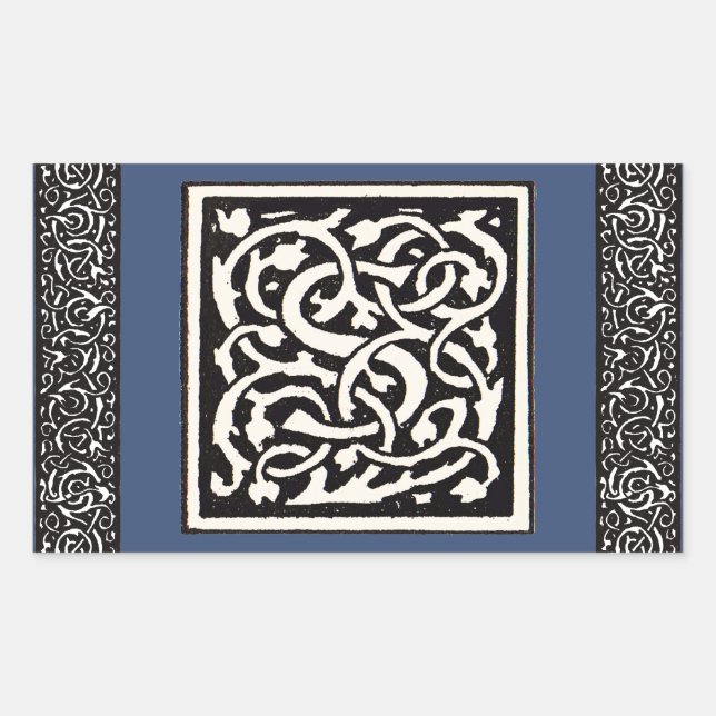 Vintage Monogram S Art Nouveau Letter Rectangular Sticker (Front)