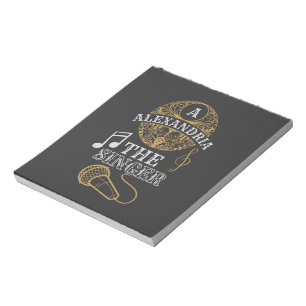 Vintage Monogram singer funny music microphone Notepad
