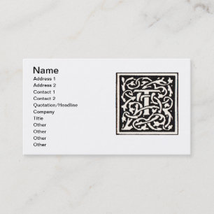 Vintage Monogram T Art Nouveau Letter Business Card