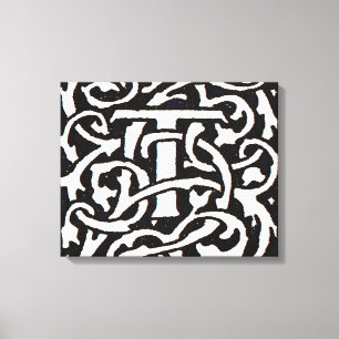 Vintage Monogram T Art Nouveau Letter Canvas Print