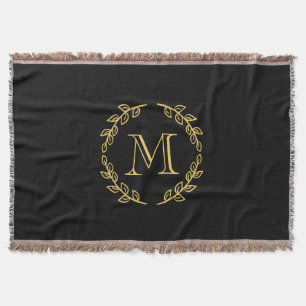 Vintage Monogram Throw Blanket