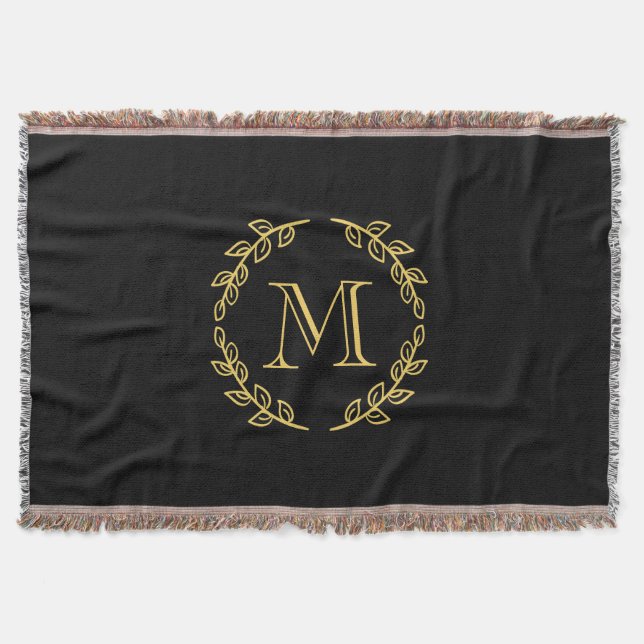 Vintage Monogram Throw Blanket (Front)