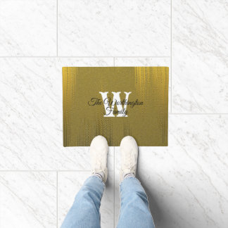 Vintage Monogram Tipography Distressed Gold   Doormat