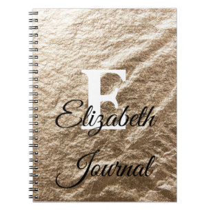 Vintage Monogram typography gold crumpled paper Notebook
