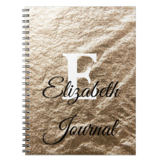 Vintage Monogram typography gold crumpled paper Notebook