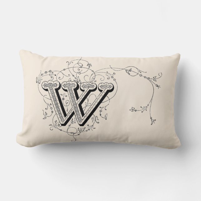 Vintage Monogram 'W' Lumbar Cushion (Front)