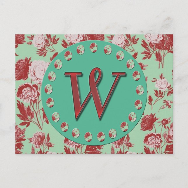 Vintage Monogram W Postcard (Front)