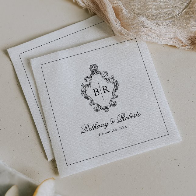 Vintage Monogram Wedding Napkin (Creator Uploaded)