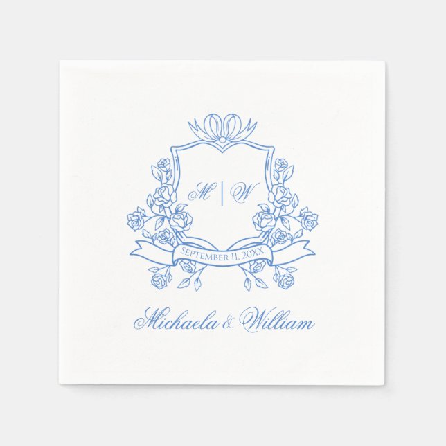 Vintage Monogram Wedding Paper Napkin (Front)