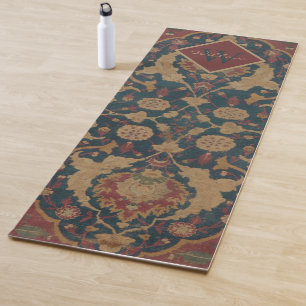 Vintage Monogrammed Oriental Persian Red Pattern  Yoga Mat