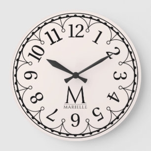 Vintage Monogrammed Pink Large Clock