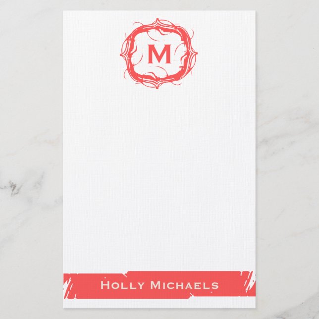 Vintage Monogrammed Stationery - Red (Front)