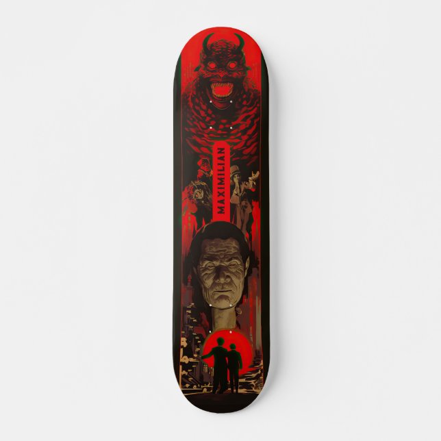 Vintage Monster Epic - Retro Japanese Cinema Art Skateboard (Front)