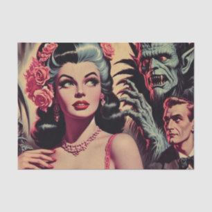 Vintage Monster Horror Girl Tissue Paper