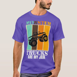 Vintage Monster Truck Are My Jam Retro Sunset Cool T-Shirt